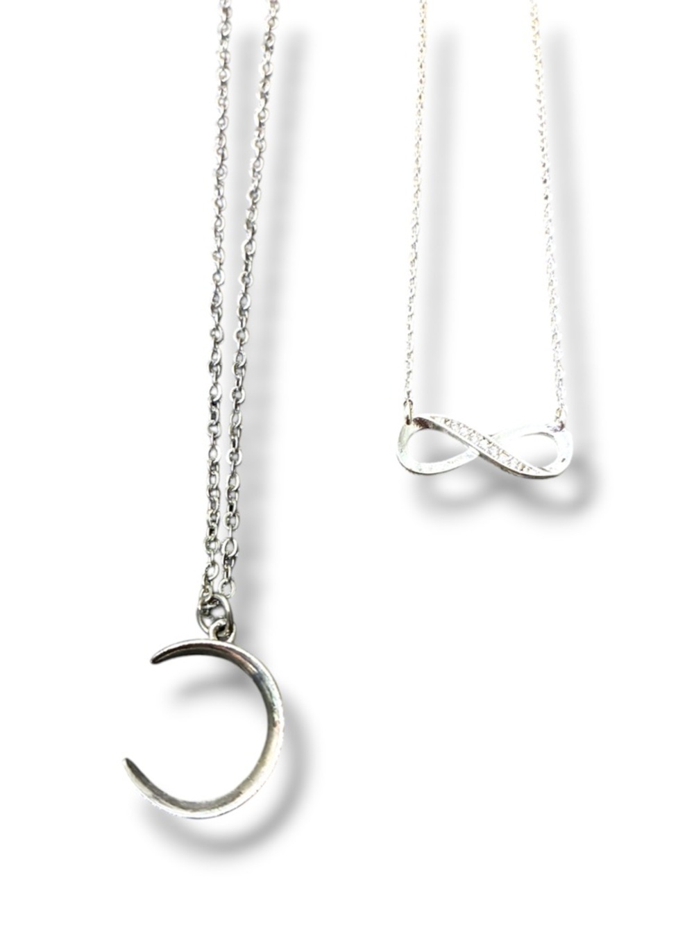 ✨ Dainty Silver Tone Necklace Bundle Crescent Moon Infinity Unwritten Minimalist